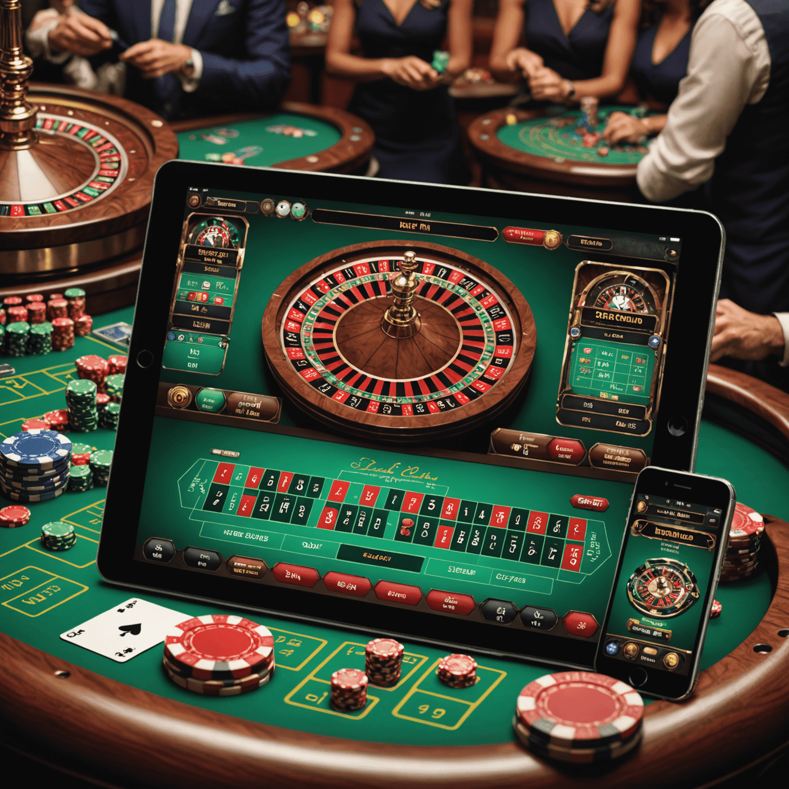 Multiple devices showing the same social casino interface, emphasizing cross-platform gameplay